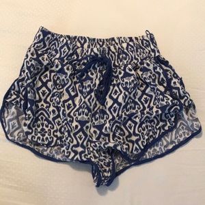 Blue and white patterned shorts